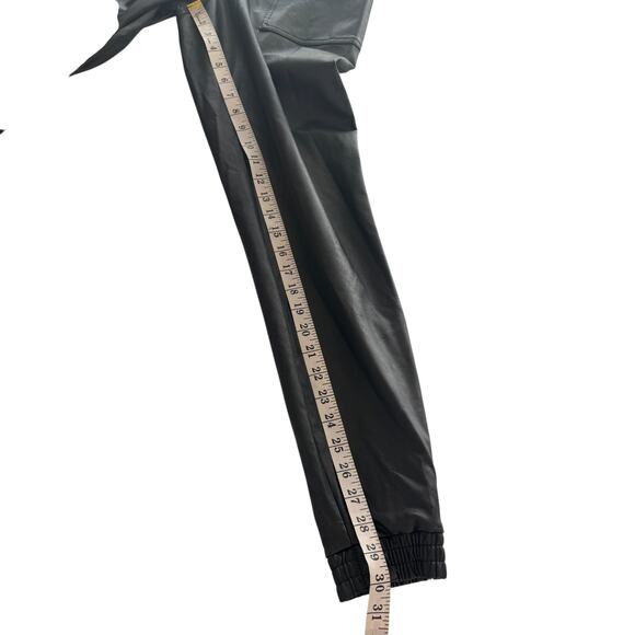 Spanx Black Faux Leather Jogger Pants Size‎ Small Vegan Leather Pull On S - Picture 13 of 14